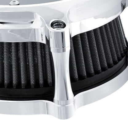 Air Filter Intake Filter System Kit Cnc Cut Air Cleaner Chrome Filter Kit for Motorcycle Dyna 2000 - 2017 Softail 2000 - 2015 Touring 2000 - 2007 Fitment - B(Chromed)