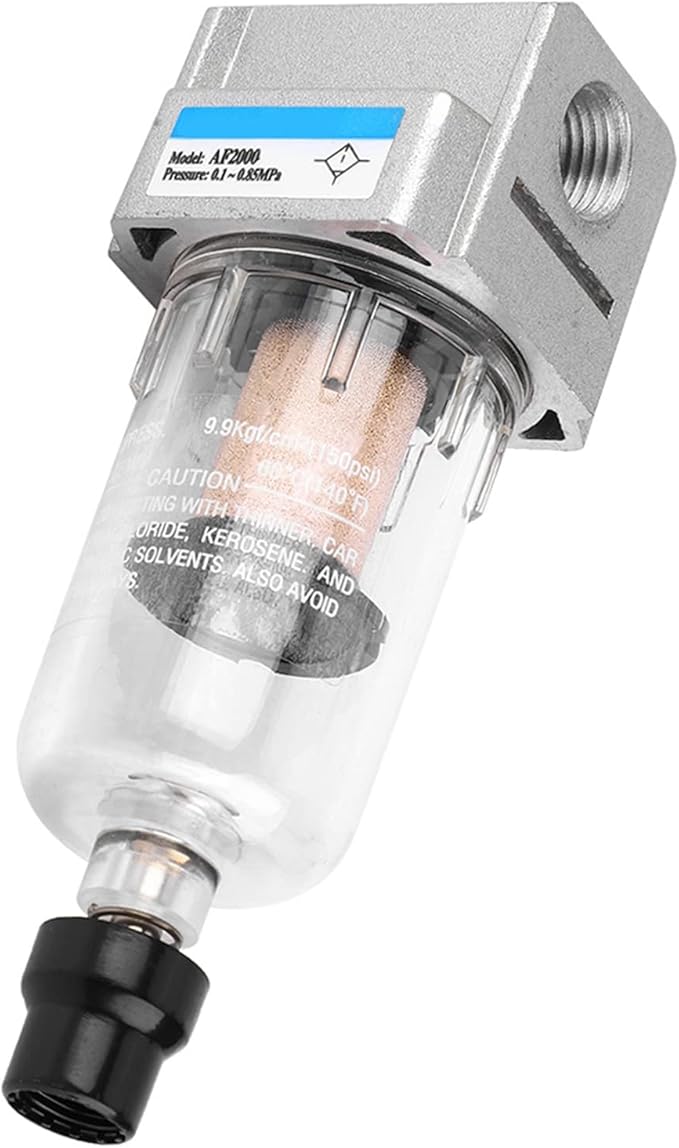 G1/4" Air Line Filter, Water and Oil Separator for Air Line Replacement AF2000-02 Particulate Filter Water Trap Separator, 750L/min Automatic Drain