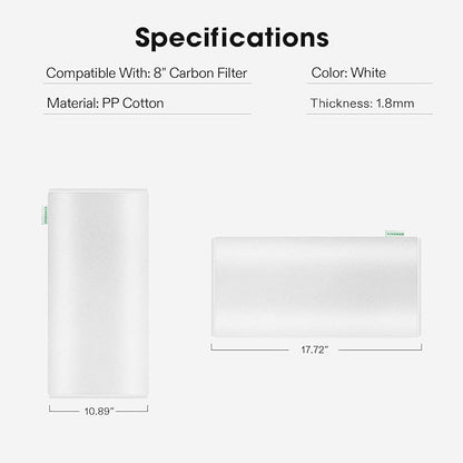VIVOSUN 8 Inch Prefilter for 8" Carbon Filter, White, 17.72" Long