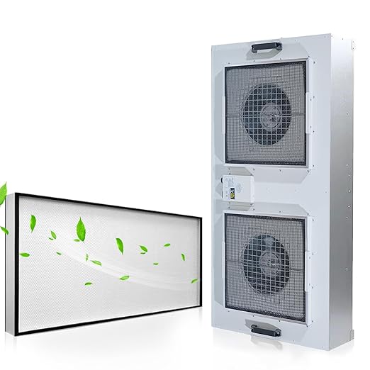 HEPA H14-Filter Laminar Flow Hood Updated FanFilter Unit（Include HEPA Filter）100/ISO Class 5 Cleanroom/Laboratory/Cleanroom/Mushroom Room, Laminar Air Flow Hood(46.2"x22.6"110V，Dual Machine)