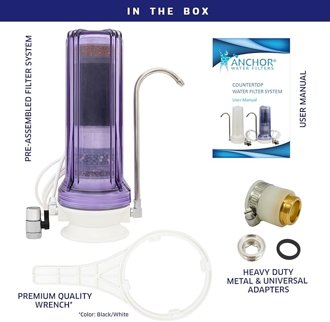 Anchor AF-3110 10-Stage Alkaline, Mineral, Anti-oxidizing Countertop Water Filter - Removes PFASs, Heavy Metals, Chlorine (Clear)