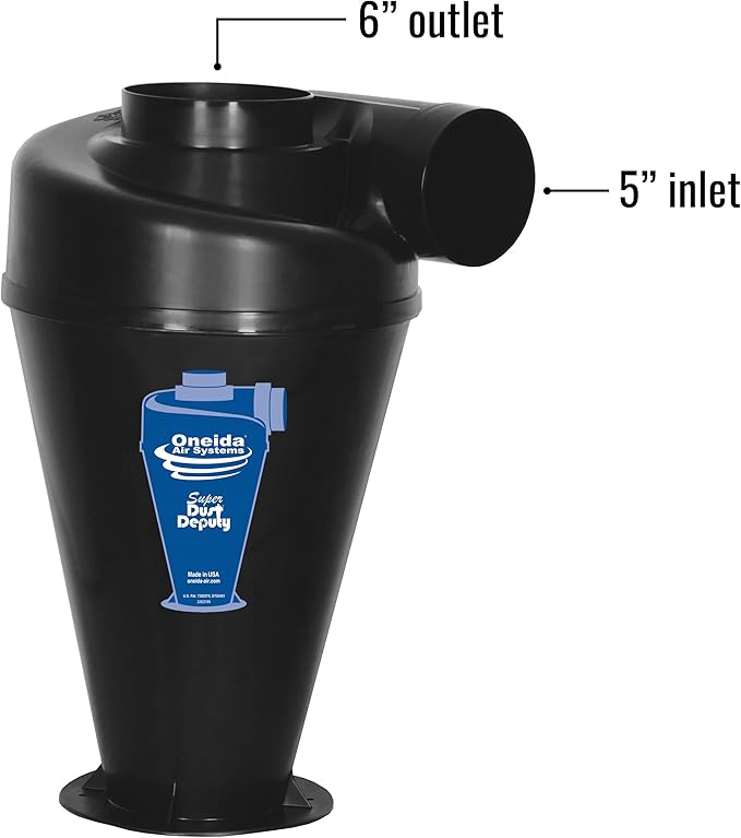 Oneida Air Systems Cyclone Attachment for Single Stage 0.5-3HP Dust Collector, 4/5 DIY - Portable Attachments and Accessories for Home and Woodworking Space Cleaning