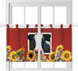 Cow Sunflowers Kitchen Curtains 24 Inch Length, Small Window Curtains Tab Top, Botanical Floral Leaves Bees Farm Barn Light Filtering Short Window Treatments Tier Drapes 27.5"x24" 2 Panel