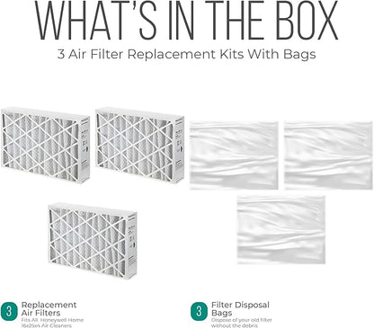Furnace Filters 16x25x4 - HVAC Air Filter Replacement FC100A1029 Merv 11 with Homequip Easy Disposal Bag (3 Pack)