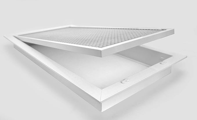 12" x 24" Cube Core Eggcrate Return Air Filter Grille for 1" Filter - Aluminum - White [Outer Dimensions: 14.5" x 26.5]