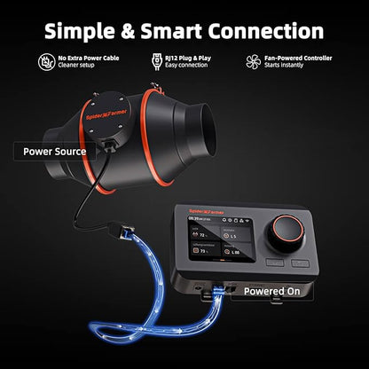 Spider Farmer Smart Air Filtration Kit 4", Inline Duct Fan, GGS Temperature Humidity Controller with App Control, Carbon Filter Combo, 13Ft Ducting, Ventilation System for Grow Tent, Hydroponics