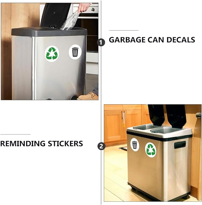 BESTOYARD 6-Pack Adhesive Garbage Classification Decals Waterproof Waste Sorting Stickers for Trash Can Organization