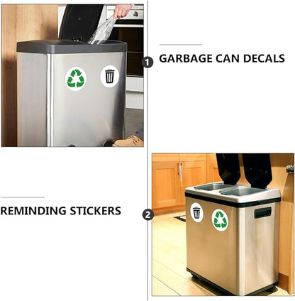 BESTOYARD 6-Pack Adhesive Garbage Classification Decals Waterproof Waste Sorting Stickers for Trash Can Organization