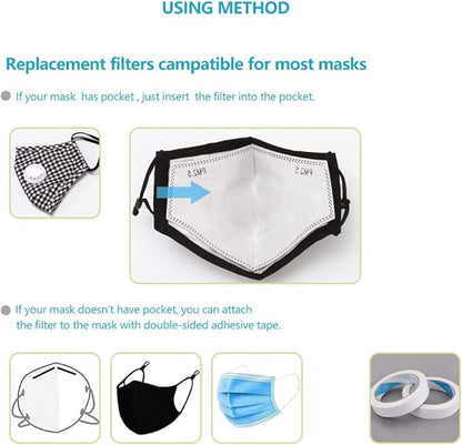 New 3D Cutting PM 2.5 Activated Carbon Filter Insert, 5 Layers Pm 2.5 Filter Replaceable Protective Filter to Anti Haze Dustproof Air Pollution Large Size (36)