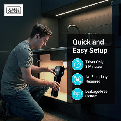 BLACK+DECKER Undersink Water Filter 10’’ | Reduces CHLORAMINE,Chlorine, Lead, PFAS, Bad Taste, Odor | Under Counter Water Filter Direct Connect to Kitchen Faucet | NSF/ANSI 42 Certified | 1 year
