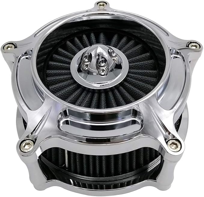 Harley Air Cleaner Turbine Intake Chrome Filter Kit Cnc Cut for Motorcycle Dyna 2000 - 2017 Softail 2000 - 2015 Touring 2000 - 2007 Fitment - B (Gray)