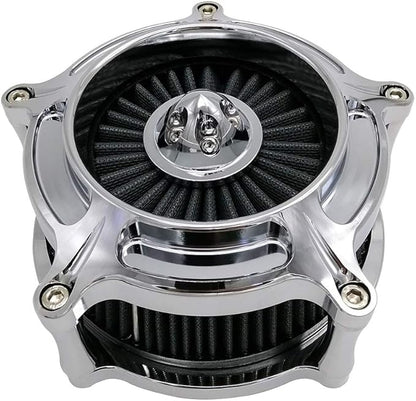 Harley Air Cleaner Turbine Intake Chrome Filter Kit Cnc Cut for Motorcycle Dyna 2000 - 2017 Softail 2000 - 2015 Touring 2000 - 2007 Fitment - B (Gray)
