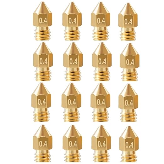 16Pcs Ender 3 Nozzles 0.4mm, MK8 Extruder Nozzles 0.4mm Compatible for Creality Ender 3 v2/Ender 3 Pro/Ender 3 Max/Ender 5 Pro/Ender 3 S1/Ender 3 Neo/CR-10 Series 3D Printer Brass Nozzles,