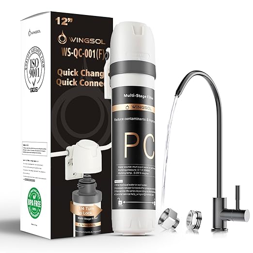 Under Sink Water Filter System with Brushed Nickel Faucet, NSF/ANSI 42&53 Anti-Clogged Pleated Filter Quick Change EZ Install, Reduce PFAS/Lead/Chlorine/Sediment, 8K Gallons Long-Lasting