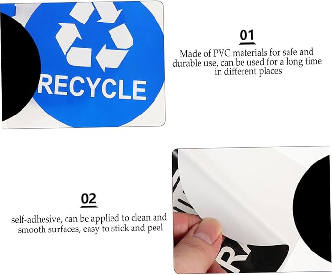 8pcs Garbage Sorting Stickers Waste Recycling Labels for Trash Can Adhesive PVC Sticker for Home School
