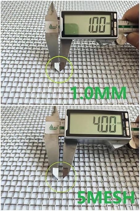 Stainless Steel Mesh 5Mesh with 1MM Wire Dia,4Pack 12x8inch(305x203mm) Hard and Heat Resisting Screen Sturdy Metal Mesh Sheets for DIY Projects,Aire Vent,Cage,Garden,Covered,BBQ Net
