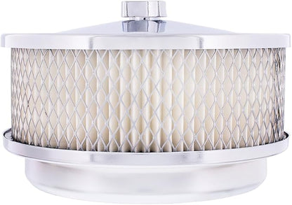 United Pacific S1106 Chrome 6 ⅜ inch Air Cleaner Assembly, Low Profile, Die-Cast Chrome Plated Wing Nut, Filter Included – One Air Cleaner Assembly