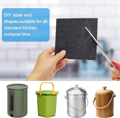 4 Pack 5inch Charcoal Filters for Kitchen Compost Bin, Compost Filters for Countertop Bin Pail Replacement, Activated Charcoal Home Bucket Refill Sets, Square