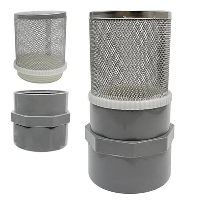 1.5" Stainless Steel Filter Cover Connected to 1.5 inch/DN40 Grey PVC Filter Water Pipe, Suction Strainers Used to Remove Debris and Reduce Solid Entry（1pcs）