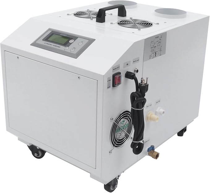 Industrial Ultrasonic Humidifier, 33 lbs/Hour High Output Stainless Steel Humidifier with Wheels 1200W 110V Commercial Humidifier for Greenhouse and Warehouse, Covers 1291-1614 sq ft