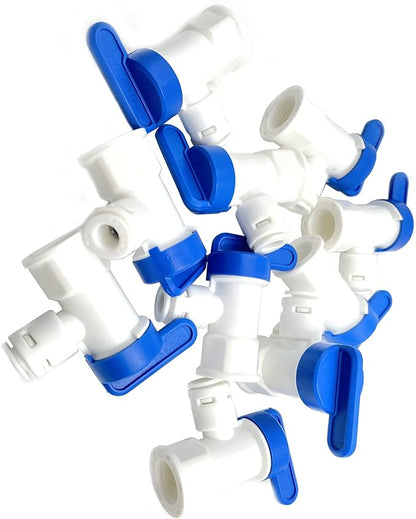 10pcs 1/4 inch FNPT to 1/4" Tank Ball Valve for Reverse Osmosis RO Water Storage Tanks Water Filter,Push to Connect Plastic Quick Connect RO Fittings
