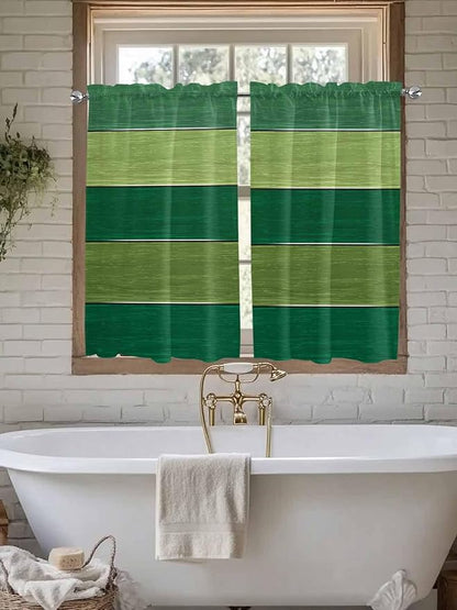 Farm Retro Green Wood Grain Window Valance Curtains, Rustic Wooden Plank Texture Light Filtering Kitchen Valance with 3-inch Rod Pocket for Living Room Bathroom Bedroom,2 Panel,52x45In