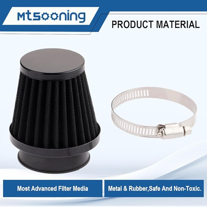 Mtsooning Universal Air Filter, 50mm Motorcycle Cone Intake Breather Cleaner Replacement for ATV Kart Dirt Pit Bike Motorcycle, Scooter, Minibike