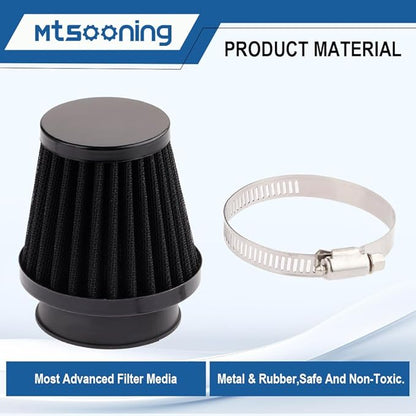 Mtsooning Universal Air Filter, 50mm Motorcycle Cone Intake Breather Cleaner Replacement for ATV Kart Dirt Pit Bike Motorcycle, Scooter, Minibike