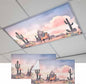 Fluorescent Light Covers for Drop Ceiling Watercolor Running Horse Cactus Magnetic Light Filters, Desert Hill Ombre Sky Ceiling Shade Filters for Home Classroom Office,2x4 ft,2Packs