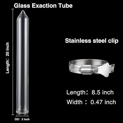Chunful Glass Extractor Extraction Filter Tube 20" Long 50mm Diameter Thick and Sturdy Extraction Filter Tubes with Stainless Steel Clamp