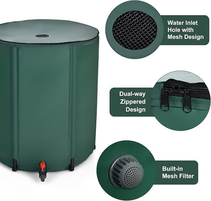 Goplus 60 Gallon Collapsible Rain Barrel, Portable Rain Barrels to Collect Rainwater from Gutter, Rainwater Collection System, Water Storage Tank Catcher Container with Filter Spigot
