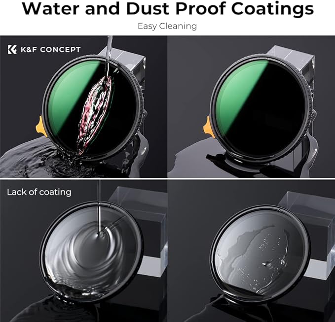 K&F CONCEPT 55mm Black Diffusion Mist 1/4 Effect & Variable ND2-400 (1-9 Stops) Neutral Density Filter 2 in 1, Putter Adjust Multi-Function Camera Lens Filter with 28 Multi-Coated (Nano-X Series)