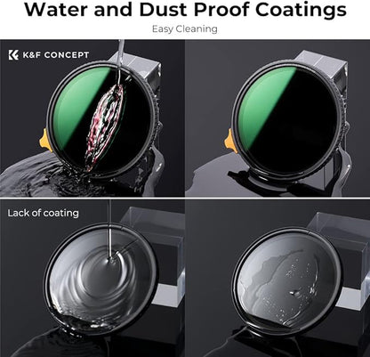 K&F CONCEPT 55mm Black Diffusion Mist 1/4 Effect & Variable ND2-400 (1-9 Stops) Neutral Density Filter 2 in 1, Putter Adjust Multi-Function Camera Lens Filter with 28 Multi-Coated (Nano-X Series)