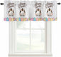 Grey Easter Curtain Valances for Windows, Kitchen Valance Window Treatment, Spring Cartoon Bunny Colorful Eggs Wood Grain Light Filtering Block Curtains for Bathroom/Bedroom/Living Room 42'' x 12''