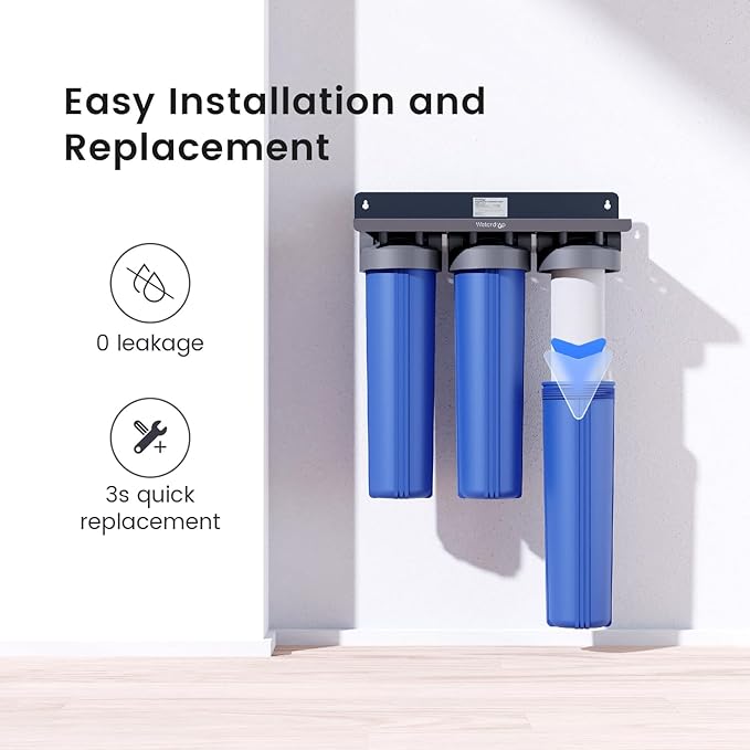 Waterdrop Whole House Water Filter, Carbon Filter, Reduce Iron & Manganese Filter Cartridge, Replacement for, Any 20" x 2.5" System, 5 Micron, 2 Pack