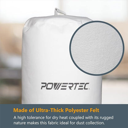 POWERTEC 70333 Dust Collector Bag, 21" x 31", 1 Micron Filter, For JET, Grizzly, Shop Fox, Wen, Harbor Freight, and POWERTEC DC-1512