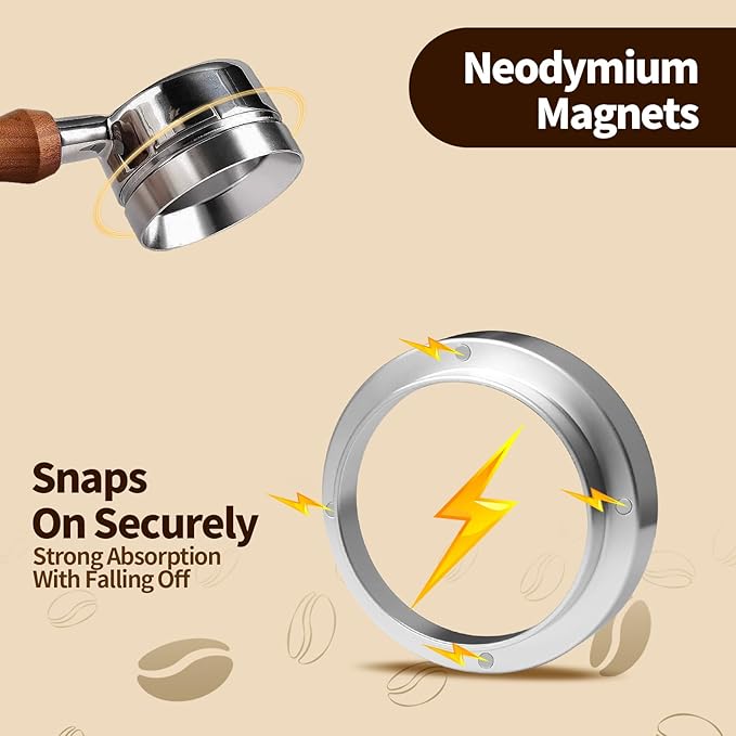 53mm Espresso Dosing Funnel with Magnetic, 53mm Portafilter Funnel, Dosing-Funnels, Compatible with Filter Espresso Dosings Funnels, 8 Magnets