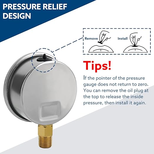SENCTRL 0-30 PSI Glycerin Liquid Filled Low Pressure Gauge, 2.5" Dial Size, 1/4 NPT, Stainless Steel Case, Lower Mount, for Water Oil Air Pressure Test