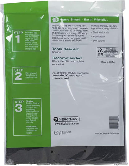 Duck Brand Replacement Air Conditioner Foam Filter, 24-Inch x 15-Inch x 1/4-Inch, 1285234