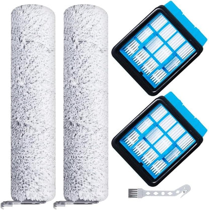 Replacement Roller Brush and Washable Filter Kit Compatible with for CrossWave for OmniForce 3912N 4046 Wet Dry Floor Scrubber