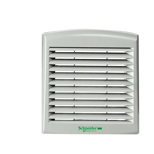 Schneider Electric NSYCAG125LPF Outlet Grilles for Electrical Boxes and Enclosures for Commercial and Industrial Use, Includes G2 Filter, Fits 125 x 125 mm Cutouts