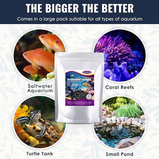 Activated Carbon Pellets for Aquarium Filter Media Activated Charcoal Bulk Fish Tank Charcoal Pellets Carbon Aquarium Filter for Fish Tanks, Freshwater,Saltwater (2.4lb with Mesh Bag)