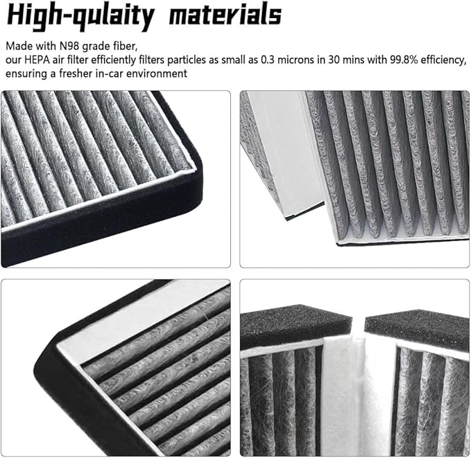 Foldable HEPA Air Intake Filter Fit for Tesla Model X 2015-2020, Upgrade Cabin Air Filter with Activated Charcoal Replace 1045566-00-H 1045566-00-G 104556600H