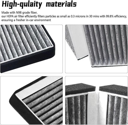 Foldable HEPA Air Intake Filter Fit for Tesla Model X 2015-2020, Upgrade Cabin Air Filter with Activated Charcoal Replace 1045566-00-H 1045566-00-G 104556600H