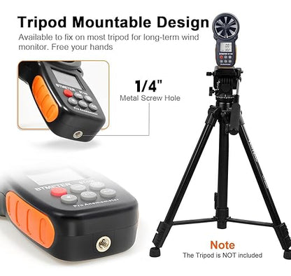 BTMETER BT-100 Handheld Anemometer, Digital Wind Speed CFM Meter Gauge Air Flow Velocity Tester for HVAC Shooting Drone, Wind Chill, 14℉-113℉ Wind Temperature