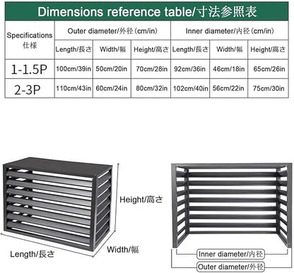 Aluminum Air Conditioner Fence Set of 2, Louvered Outdoor AC Unit Cover, Decorative Privacy Screen, Weatherproof and Anti-Theft (Black 100x50x70cm/39x20x28in)