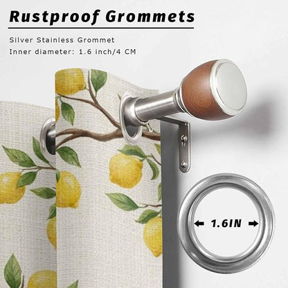 Summer Outdoor Curtains for Patio Lemon Gnome Leaf Linen Texture Waterproof Outside Curtains with Grommet Top Weatherproof Curtain for Cabana Pergola Gazebo, 2 Pack, 54" W x 84" L