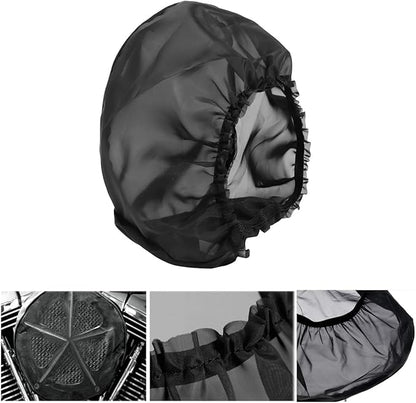 Motorcycle Air Cleaner Rain Sock Cover, Water Resistant Dust Shield, Stretch Fit Slip-On Pre Filter Wrap for Round Air Filter, Quick Install for Street Cruiser Touring Riding