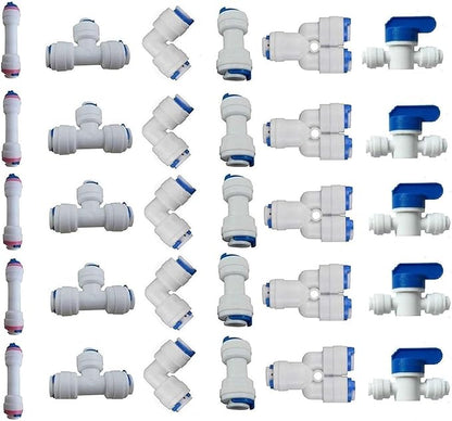 Lemoy 1/4" OD Quick Connect Push In to Connect Water Tube Fitting for RO Reverse Osmosis Water Filter Fittings Pack of 30