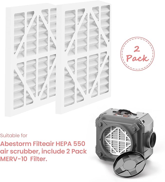 Abestorm MERV-10 Filter Replacement Set Replacement Filters for Filterair HEPA 550 Air Scrubber (2Pack)